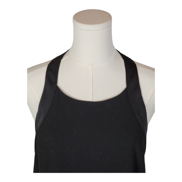 BCBGMAXAZRIA Black Halter Sheath Dress Open Back Satin Trim Size 06 - Picture 2 of 11